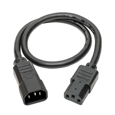 Heavy Duty C14 To C13 Computer Power Cord 2 Ft Black Eaton