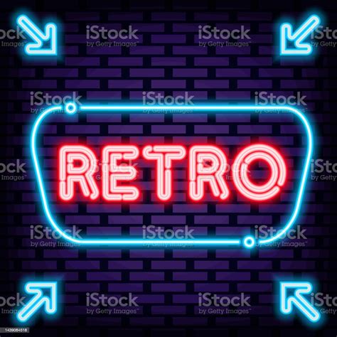 Retro Neon Sign Glowing With Colorful Neon Light Night Advensing Stock Illustration Download