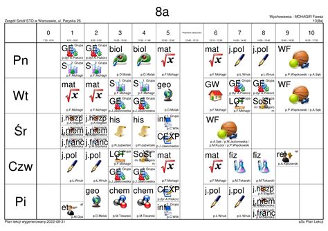 Plan Lekcji Pk Dwuj Zyczna Szko A Podstawowa Nr Sto Im