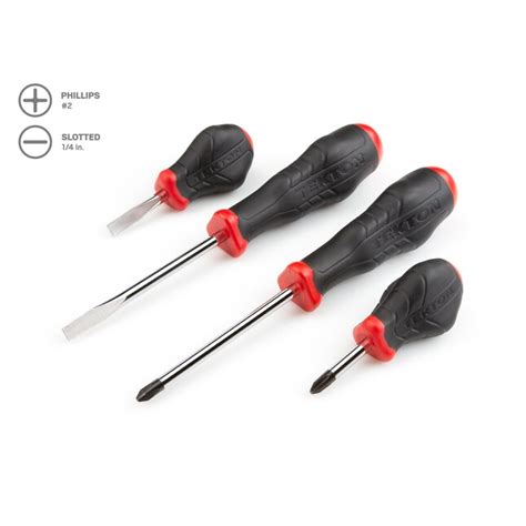 Tekton 4 Piece Polypropylene Handle Slottedheadphillips Screwdriver Set At