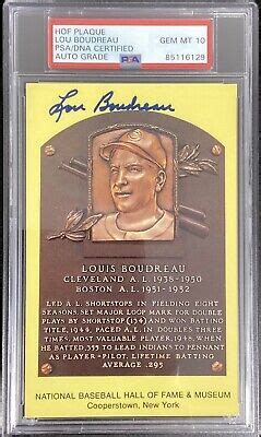 Lou Boudreau Signed Gold Plaque HOF Postcard Yellow Indians PSA DNA