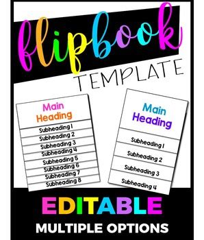 Editable Flip Book Template by Creative Classroom Activities | TpT