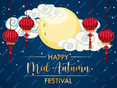 Premium Vector | Chinese mid autumn festival greeting card