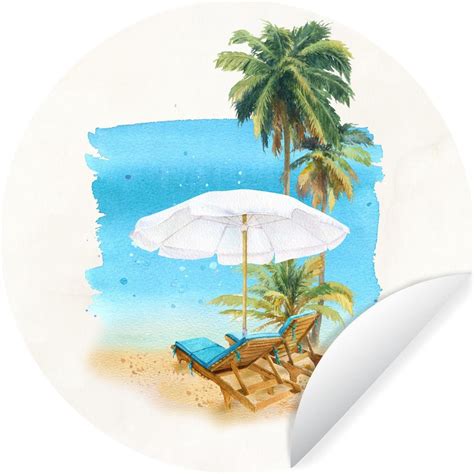 WallCircle Muurstickers Behangcirkel Strandstoel Parasol