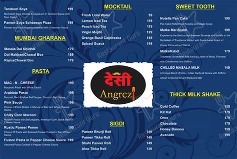 Menu At Desi Angrezi Mumbai