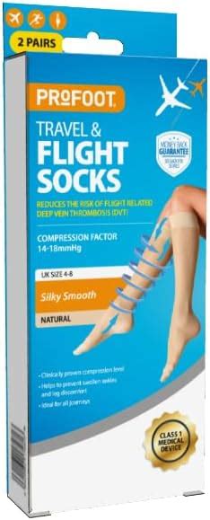 Profoot Compression Flight Socks Unisex Silky Sheer Feel Ideal For Plane Travel 2 Pairs Per Pack