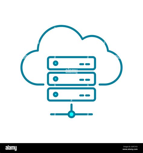 Server Rack And Cloud Line Icon Cloud Hosting Services Server