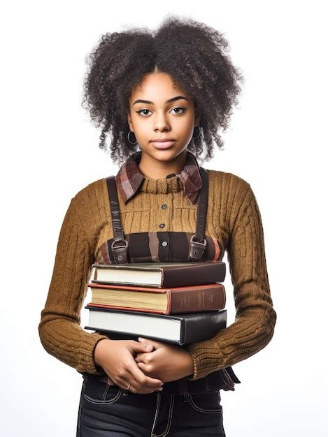 Retrato De Uma Linda Adolescente Negra Livros Em Seu Conceito De