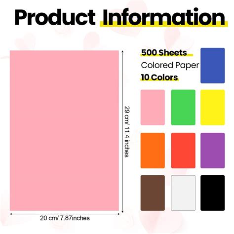 Harloon 500 Sheets Multicolored Hha1 Construction Paper Bulk Heavyweight Construction Paper A4