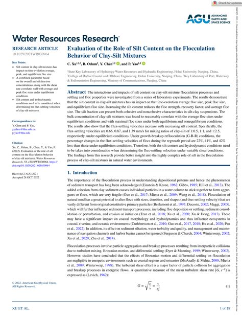 PDF Evaluation Of The Role Of Silt Content On The Flocculation