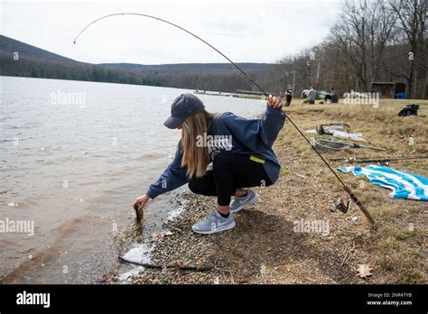 Lily Keitsock Of Port Carbon Checks Out The Trout She Caught At