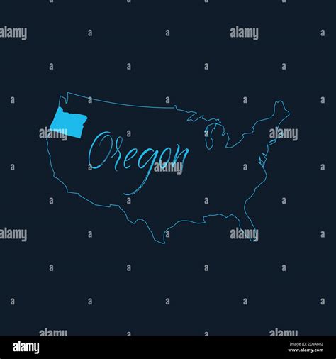 El estado de Oregón destacó en Estados Unidos mapa de América EE UU