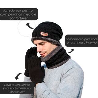 Kit Frio Touca Gorro Luva Touch Celular Cachecol Echarpe Shopee