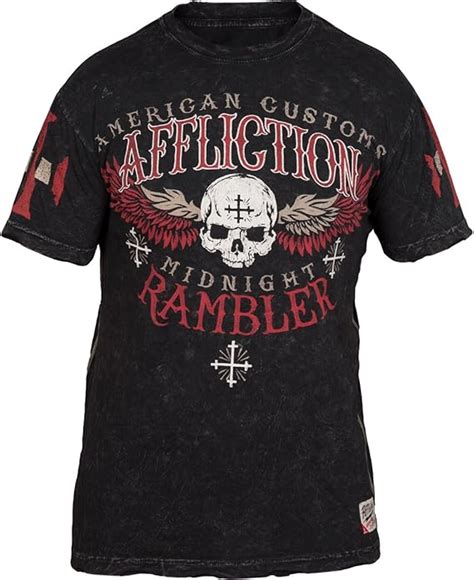 Affliction Mens Midnight Rambler T Shirt In Black Lava Wash X Large