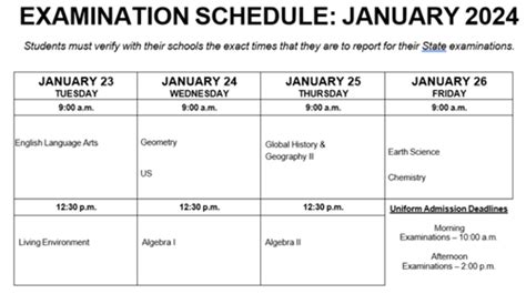 New York State January 2024 Regents Schedules Of Zora Annabel