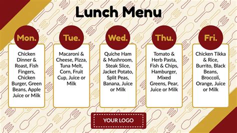 Weekly Lunch Menu - Digital Signage Template