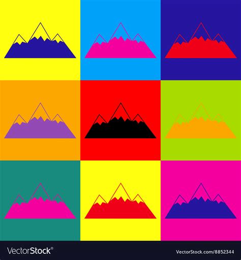 Mountain Sign Pop Art Style Icons Set Royalty Free Vector