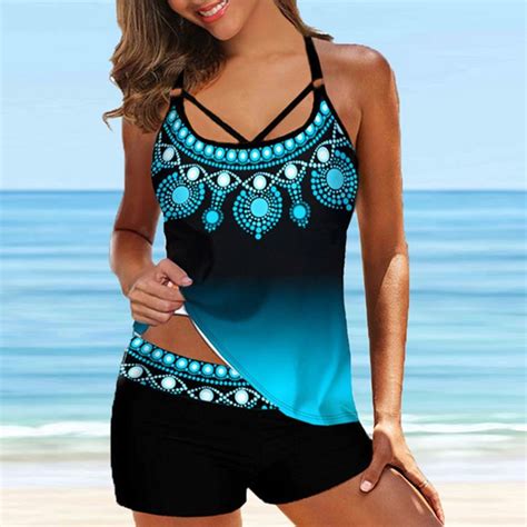 Women Spaghetti Strap Printed Swimsuit Summer Push Up Bikini Set Female