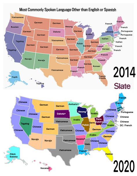 Third Most Spoken Language In The Usa By State Compared To