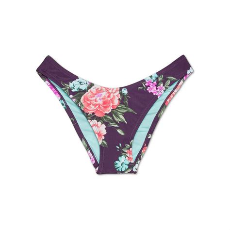 Shade Shore Women S High Leg Cheeky Bikini Bottom Dark Purple Floral