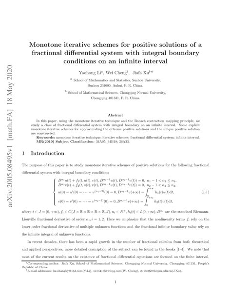 Pdf Monotone Iterative Schemes For Positive Solutions Of A Fractional