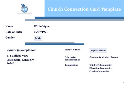 Church Connect Card Template Free