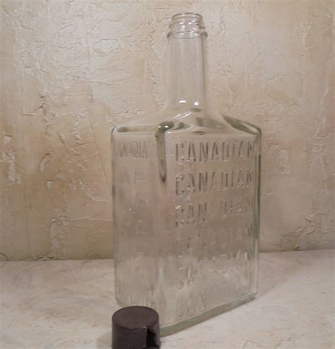 Canadian Whiskey Large Clear Thick Glass Antique Bottle Etsy