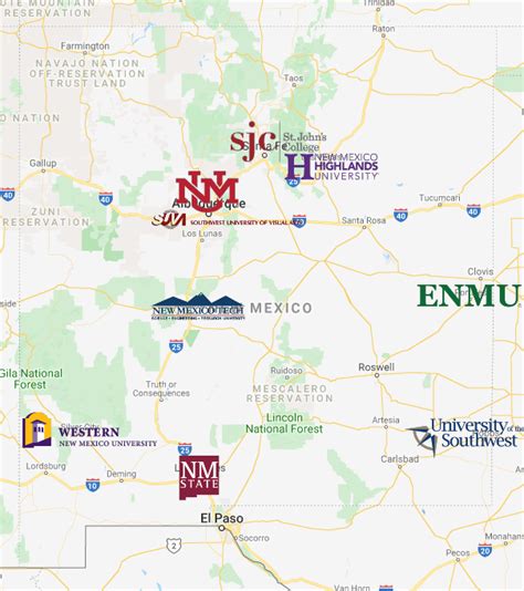 Colleges in New Mexico Map – MyCollegeSelection