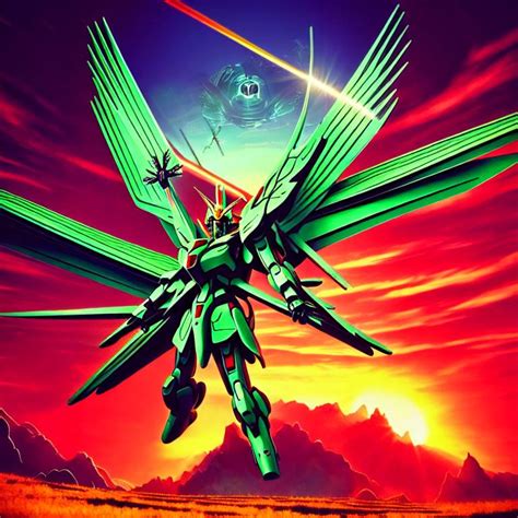 King Ultimate Gundam Red Sky Big Cross Symbol Crowne Openart