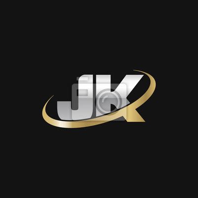 Initial Letter Jk Overlapping Swoosh Ring Logo Silver Gold Wall Mural