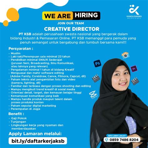 Lowongan Kerja Creative Director Di Pt Kanca Sukses Bersama Ksb