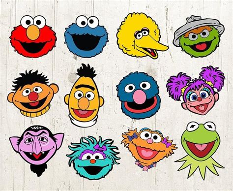 Sesame Street Face Head Bundle SVG DXF Sesame Street Layered Etsy