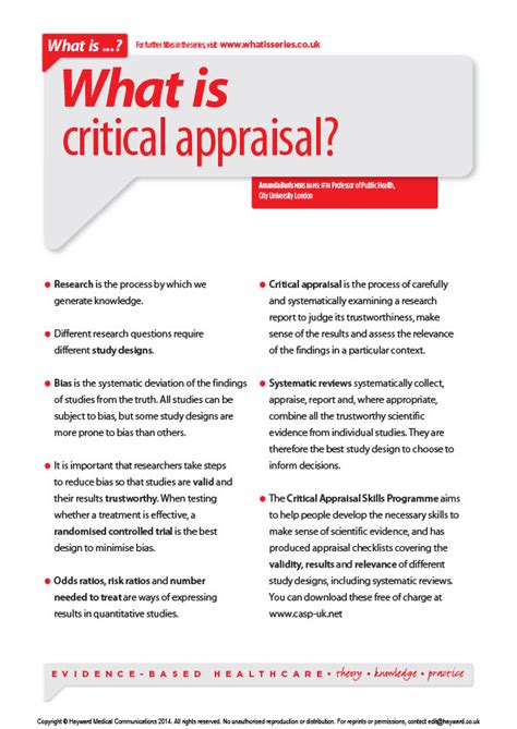 What Is Critical Appraisal Whatis Series