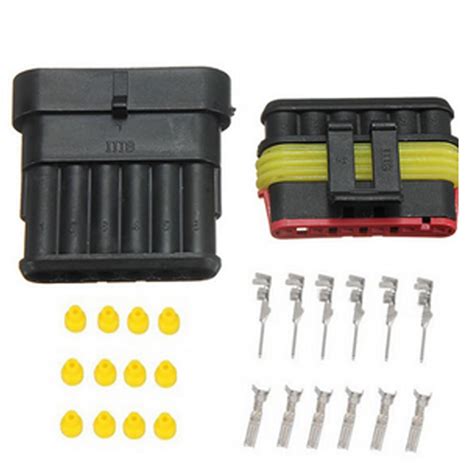 Electrapick Waterproof Auto Electrical Connector Terminals Wire Connector Plug Kit 5 Sets 6 Pin