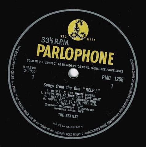 The Beatles Help Vinyl Record Lp Parlophone 1965