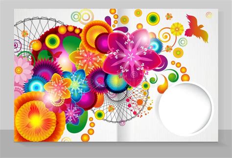 Template Cover of a Copybook with an Trendy Design: Flowers. Stock Vector - Illustration of ...