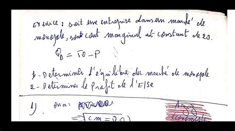 2 exercices corrigés Équilibre du Monopole Microéconomie S2 YouTube