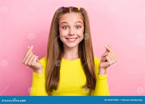 Photo Of Candid Positive Nice Girl With Straight Hairstyle Wear Yellow