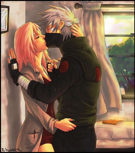 Sakura X Kakashi Kakashi Anime Kiss Naruto