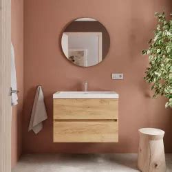 Mobile Bagno Sospeso 80 Cm Rovere Africa Con Lavabo Integrato E