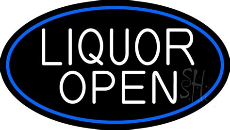 White Liquor Open Oval With Blue Border Led Neon Sign X Inches