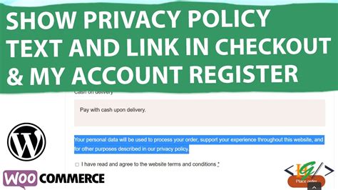 How To Show Privacy Policy Text With Link In Checkout And My Account Register Form In