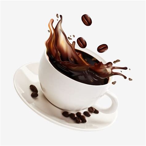 Falling Coffee Beans Hd Transparent Coffee Cup Splashing Coffee With