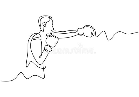 Continuous One Line Drawing Of Woman Boxer Athlete Sport Game Vector