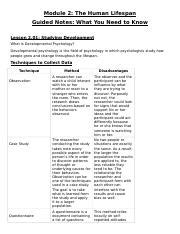 Module 2 Guided Notes Doc Rtf Module 2 The Human Lifespan Guided