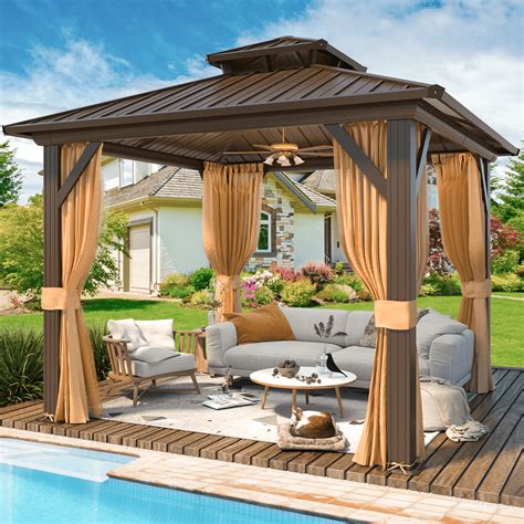 Erinnyees 10 X 10 Gazebo Hardtop Gazebo With Aluminum Frame Double