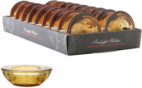 Hosley Set Of 18 Glass Tea Light Holders 3 Diameter Amber Glass