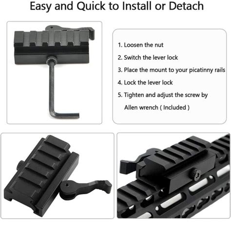 Picatinny Riser Mount 5 Slots 1 2 Inch Low Profile Rail Adaptor With