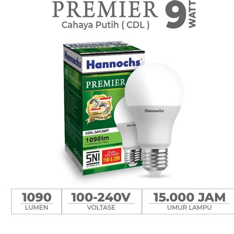 Jual Lampu Bohlam Led Hannochs Premier Watt Cahaya Putih Sni Original