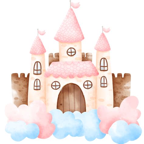 Castle Watercolor Vector Design Images Watercolor Castle Castle Clouds Princess Png Image